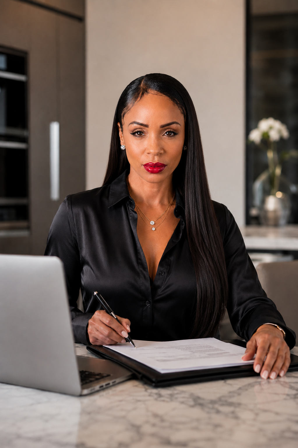 Marilena McAfee consulting with a real estate professional